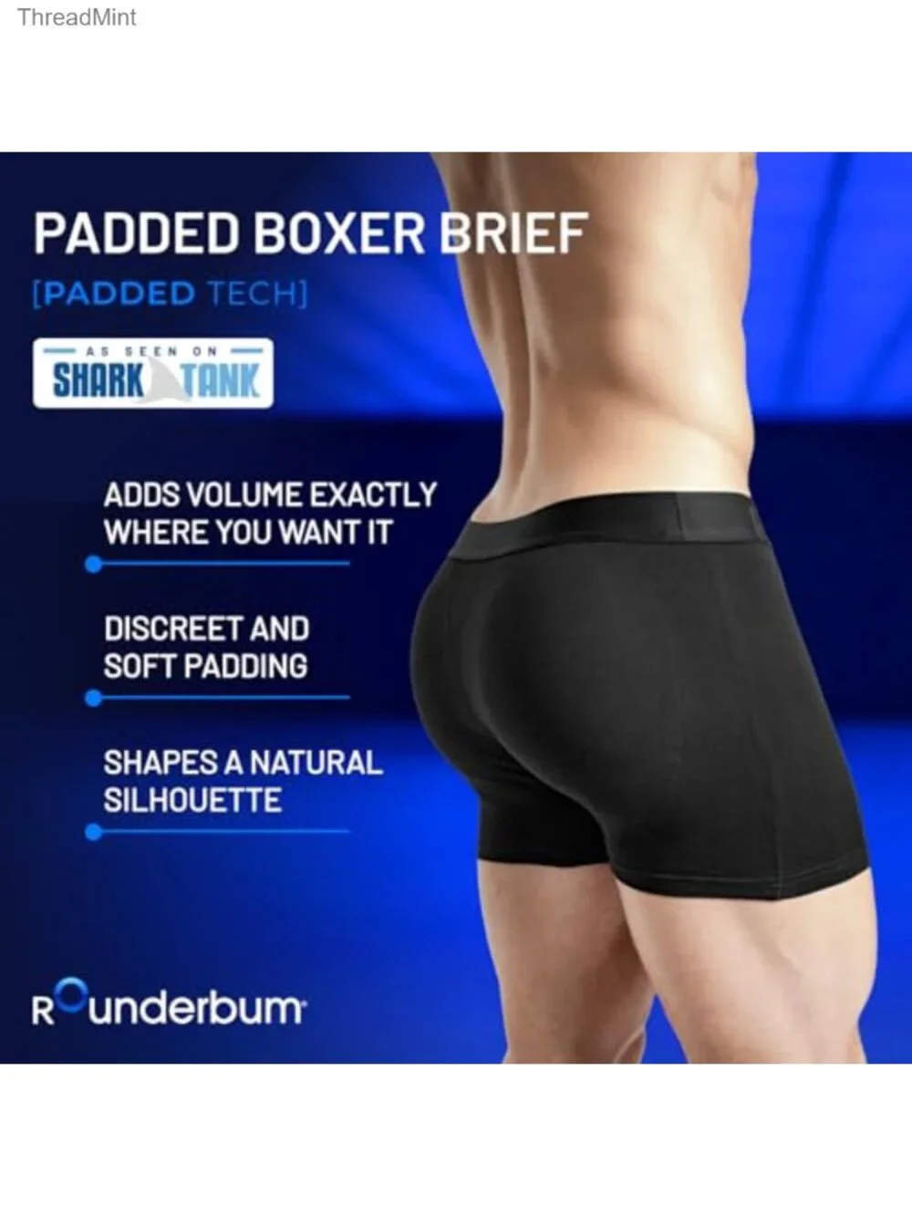 Men's Padded Underwear Boxer Briefs Removable Butt Enhancing Pads